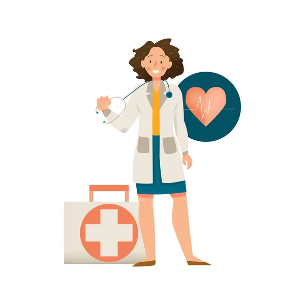 Icono médico femenino — Vector de stock