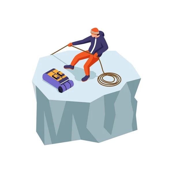 Izometryczna ilustracja wspinaczki skalnej — Wektor stockowy