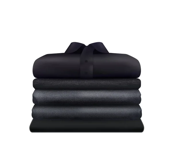 Composition de la pile de vêtements noirs — Image vectorielle