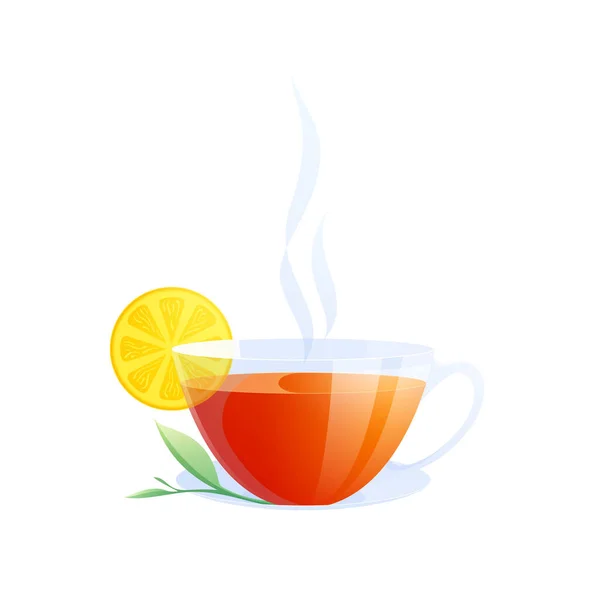 Composition de la tasse de thé au citron — Image vectorielle