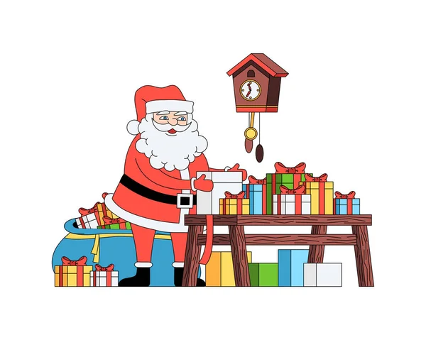 Santa Avec Cadeaux Composition — Image vectorielle