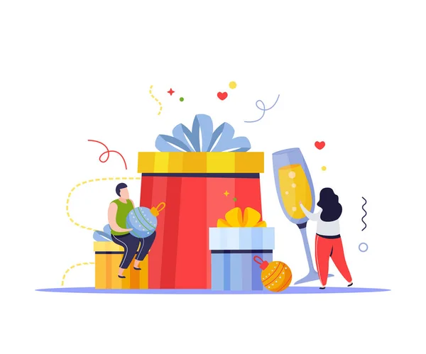 Happy New Gift Composition — Stockový vektor