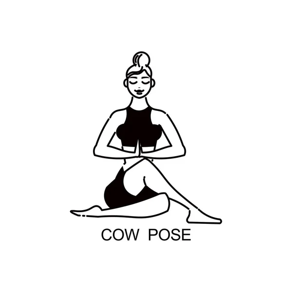Jóga kráva Pose Composition — Stockový vektor