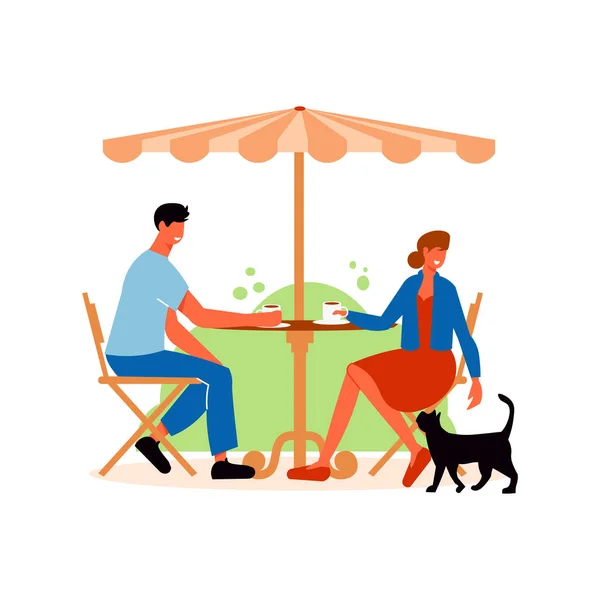 Café al aire libre Amigo Composición — Vector de stock