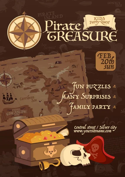 Пиратский клад плакат — стоковый вектор