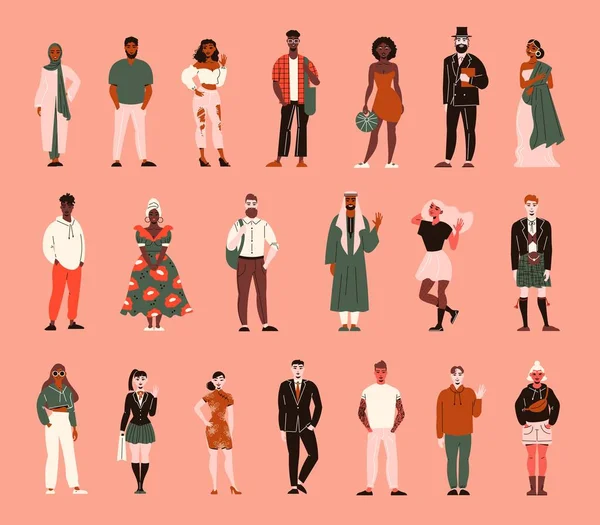 Conjunto de personas de color — Vector de stock