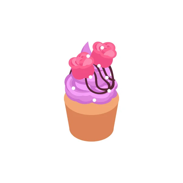 Isometric Cupcake Icon — Stock Vector