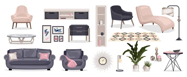 Conjunto de iconos de muebles de diseño — Vector de stock