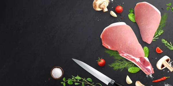 Meat Ingredients Realistic Composition — Stockvektor