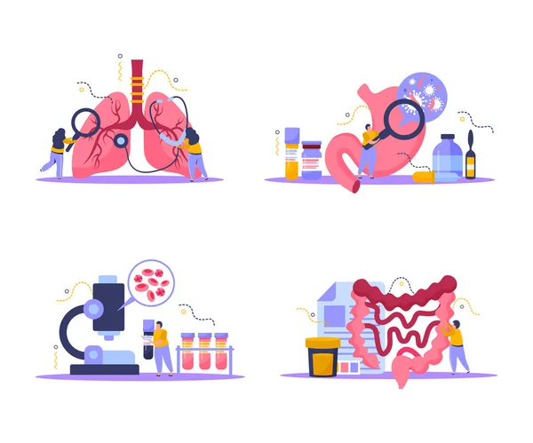 Health Checkup Concept Flat Icons Set — Vector de stock