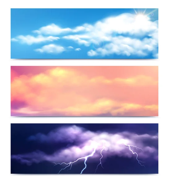 Realistic Clouds Banners Set — Archivo Imágenes Vectoriales