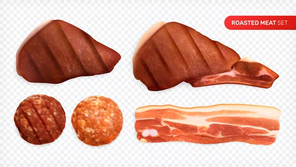 Roasted Meat Realistic Set — Stockvektor