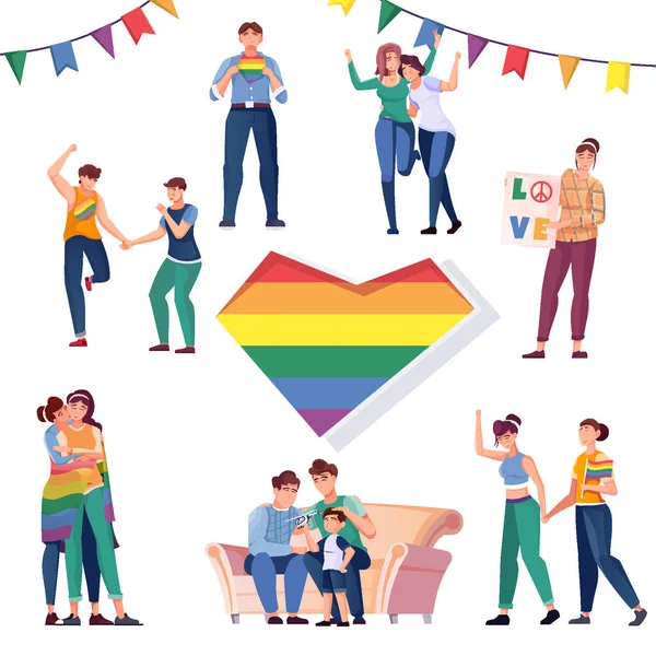 Lgbt Flat Icons Set — Stockový vektor