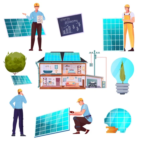 Solar Energy Flat Set — Stock Vector