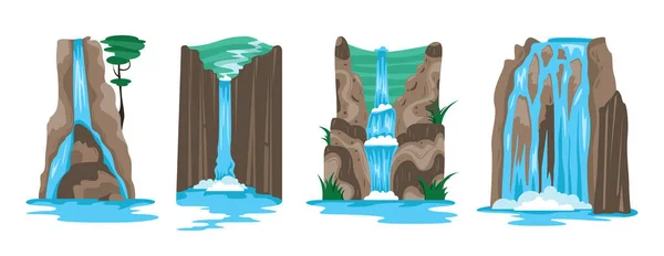 Waterfall Icons Set — Stock Vector