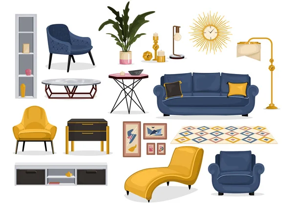 Furniture Interior Decor Set — Stockvector