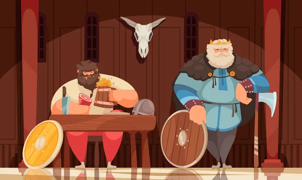 Viking Meal Cartoon Composition — 스톡 벡터