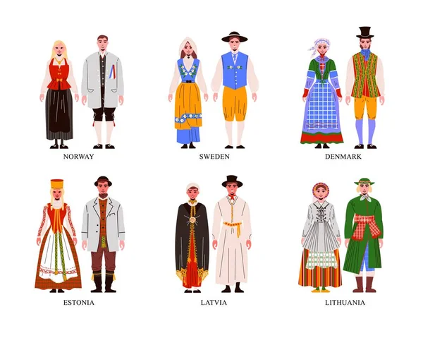 European National Costume Set — 스톡 벡터