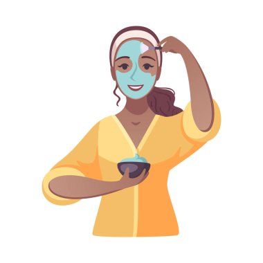 Woman Applying Mask Illustration