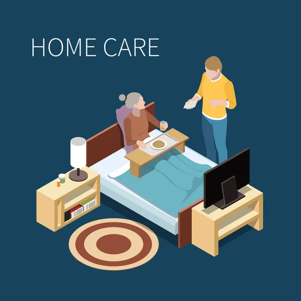 Elderly Home Care Composition — Vetor de Stock