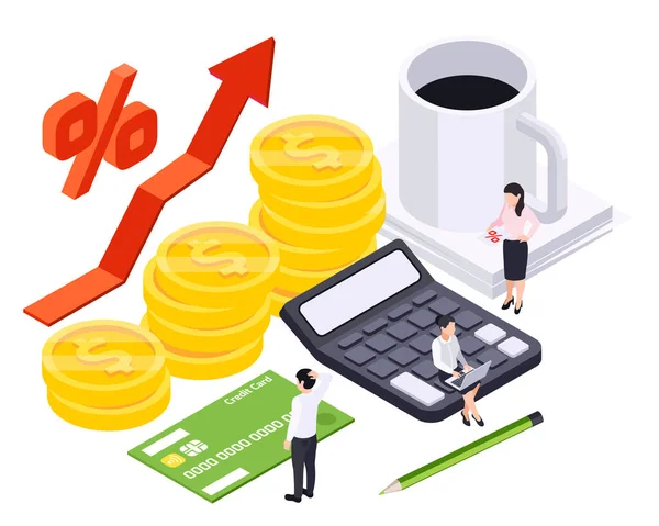 Banklening Isometrische samenstelling — Stockvector