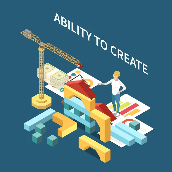 Entrepreneur Isometric Composition — Vetor de Stock