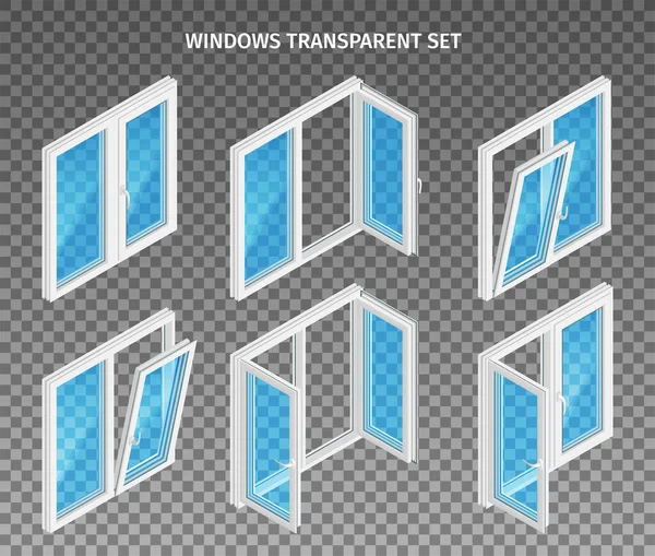Plastic Windows Transparent Set — Wektor stockowy