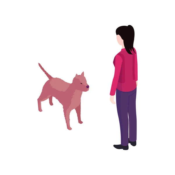 Girl With Dog Composition — стоковый вектор