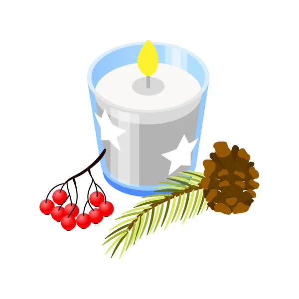 Christmas Candle Pine Composition — Vector de stock