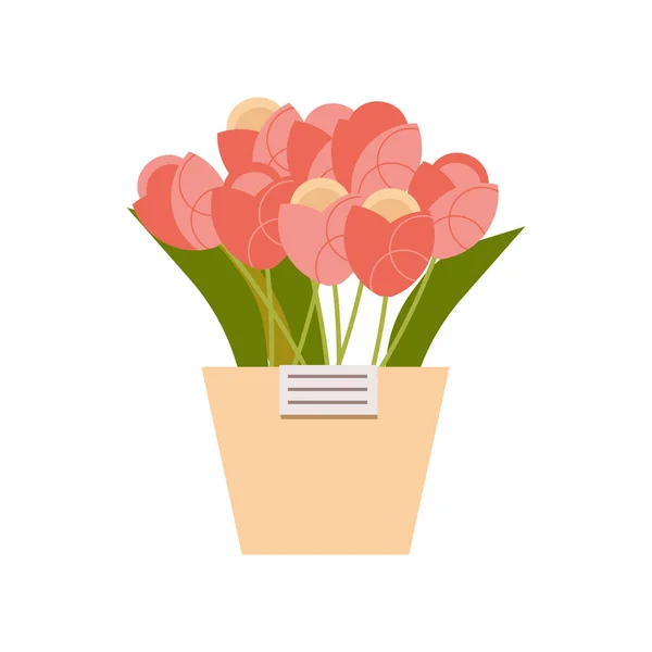 Flowers In Pot Composition — 图库矢量图片