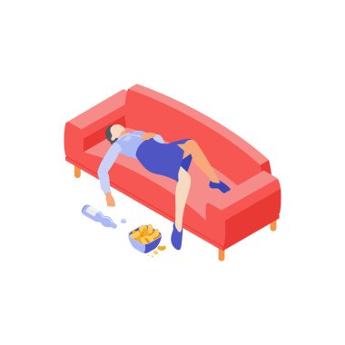 Sleep Burnout Isometric Composition