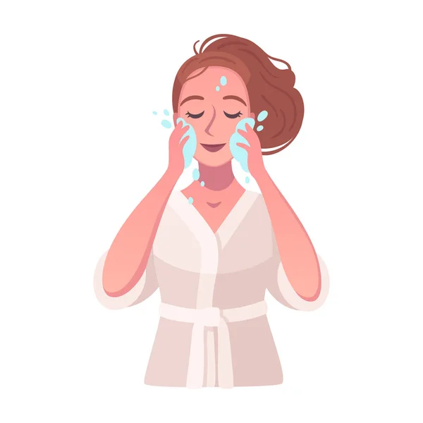 Woman Washing Face Illustration — Stock Vector