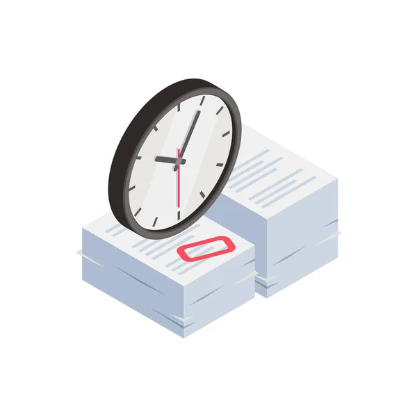 Clock Paperwork Burnout Composition — Stockvektor