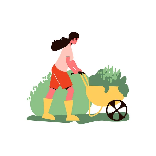 Female Gardening Works Composition — 图库矢量图片