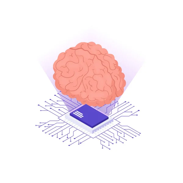 Brain Chip Illustration — Stock Vector
