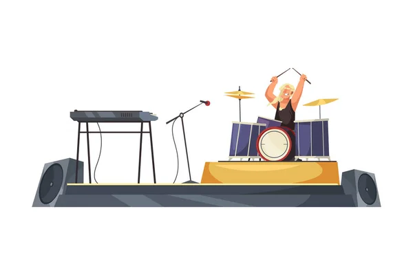 Drummer Flat Illustration — Stock Vector