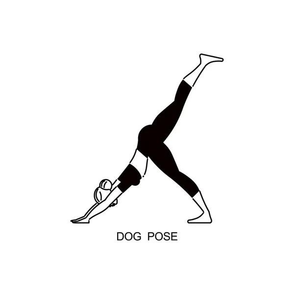 Samenstelling Dog Pose Yoga — Stockvector