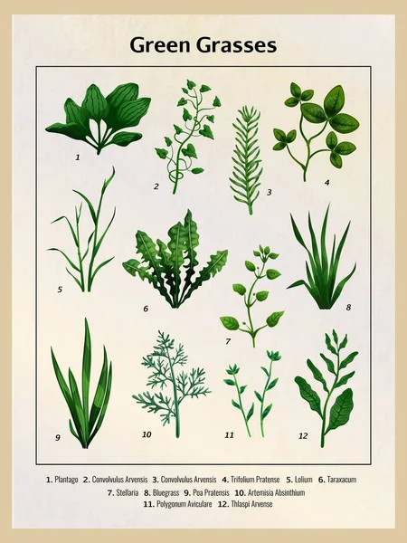 Plakat mit grünen Gräsern — Stockvektor