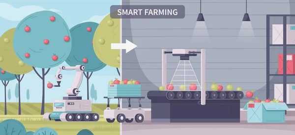 Composição de desenhos animados de agricultura inteligente — Vetor de Stock
