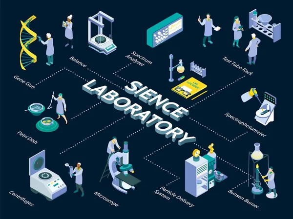 Composição do fluxograma do laboratório de ciência — Vetor de Stock