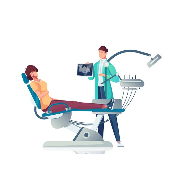Οδοντίατρος επίπεδη απεικόνιση — Διανυσματικό Αρχείο