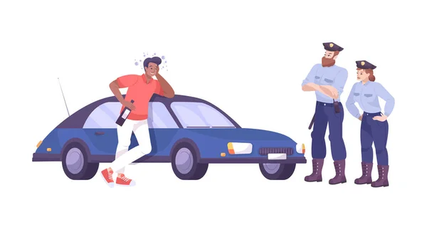 Composition de la police du conducteur ivre — Image vectorielle