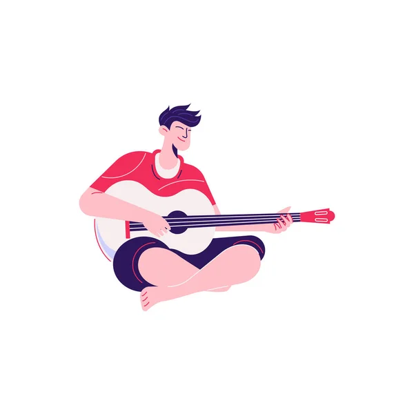 Man Playing Guitar Composition — Stock Vector