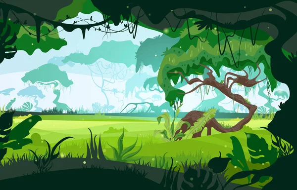 Illustration du paysage de la jungle — Image vectorielle