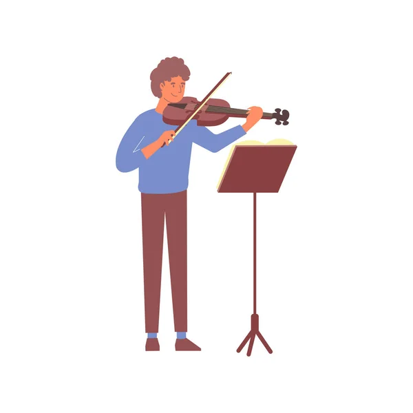Guy con composición de violín — Vector de stock