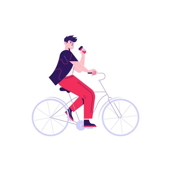 Paseo en bicicleta Hombre Composición — Vector de stock