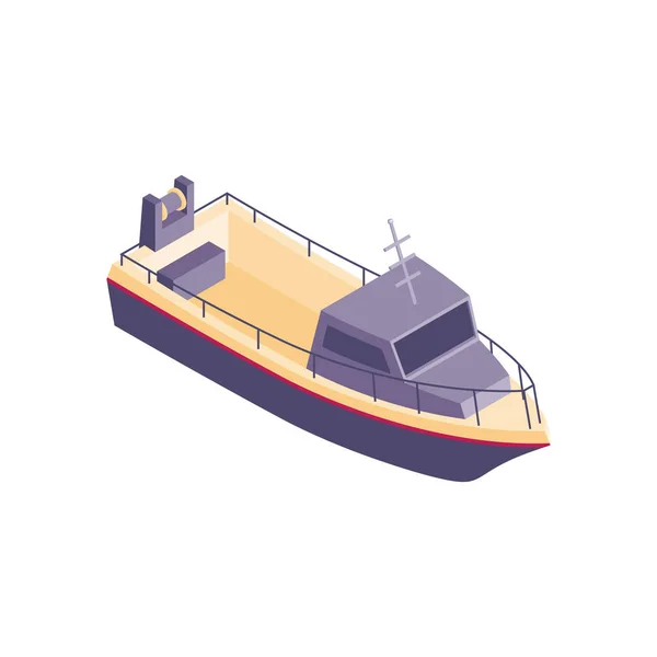 Composition de bateau de pêche isométrique — Image vectorielle