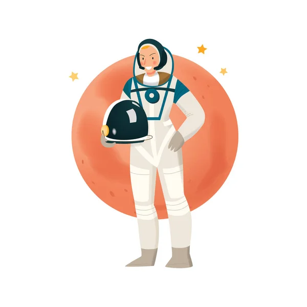 Kvinna astronaut Illustration — Stock vektor