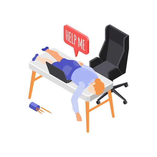 Sleeping On Workplace Composition — Stock Vector