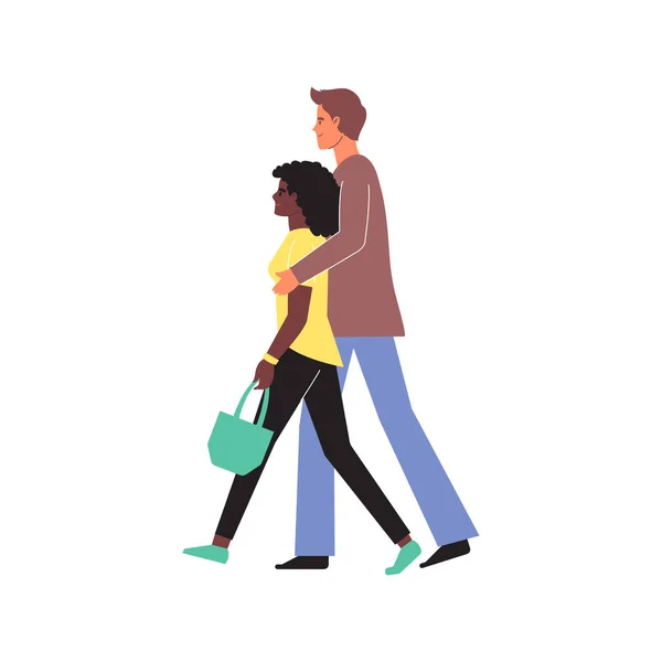 Caminar pareja ciudad composición — Vector de stock